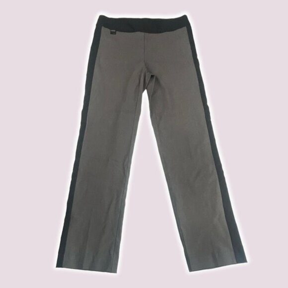 Lisette L Montreal Pull On Striped Straight Slim Pants Sz 8 Black Gray - Picture 1 of 6
